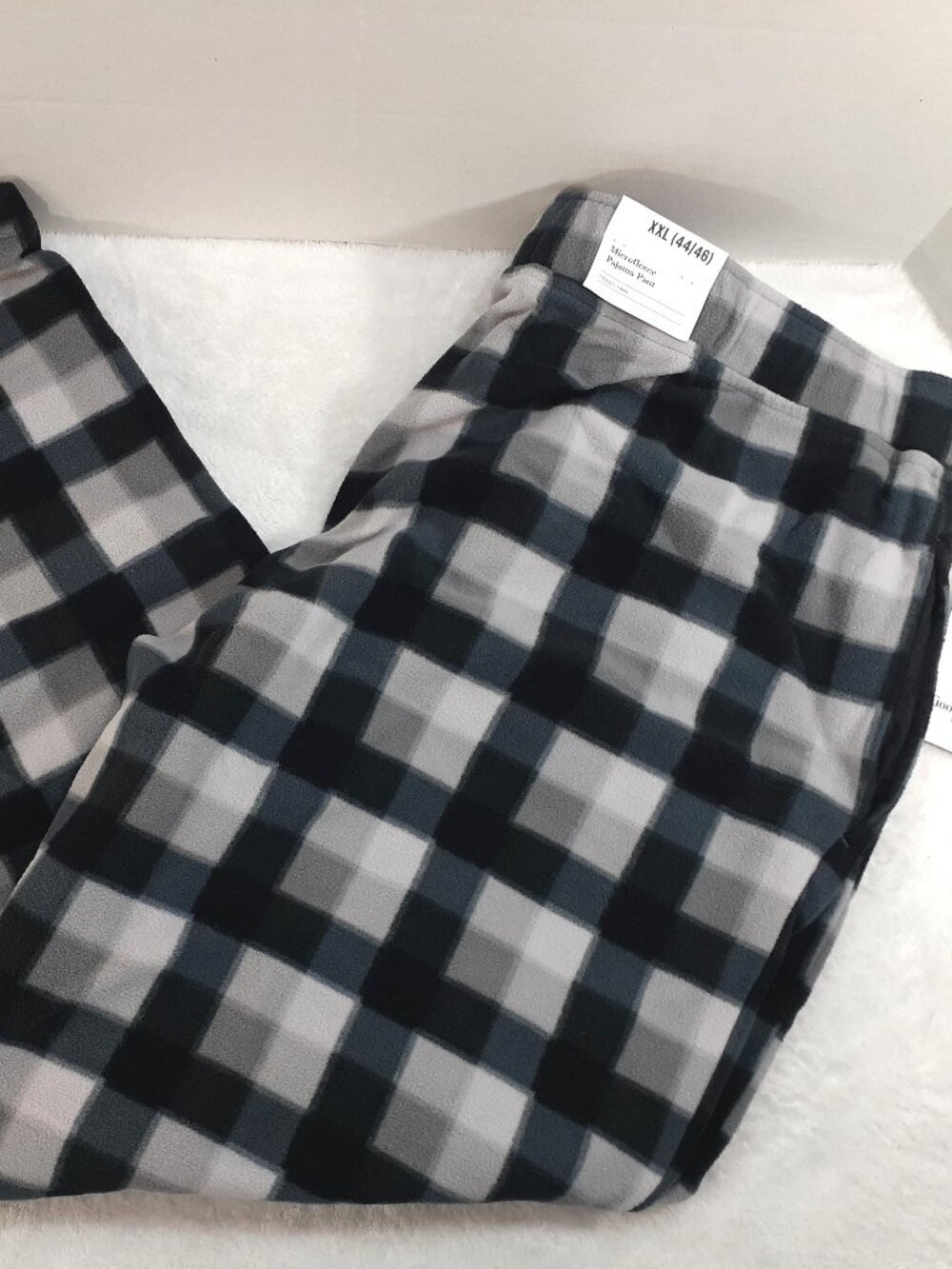 Goodfellow Microfleece Pajama Pants Mens XXL 44 46 Black Gray Checked NWT